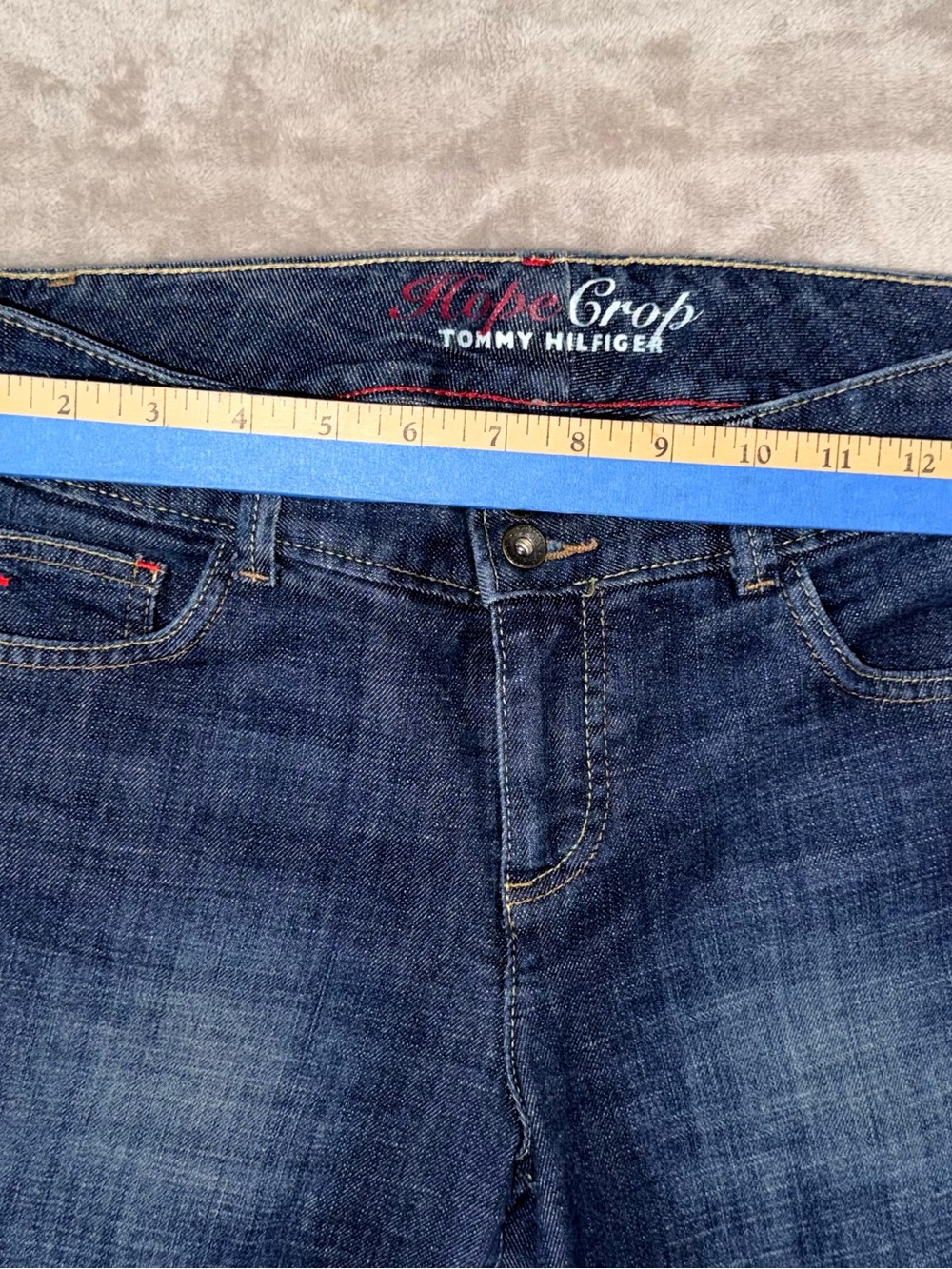 Tommy Hilfiger Hope Crop Dark Wash Preppy Y2K Stretch Denim Capris | Size 4 - Picture 4 of 10